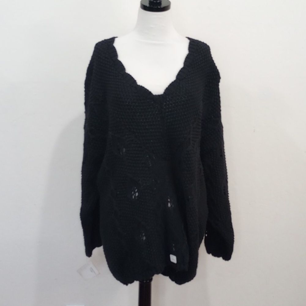 Nisha Black Cable Knit Open Weave Sweater, OS - Vintage 90s  New Nordstrom!